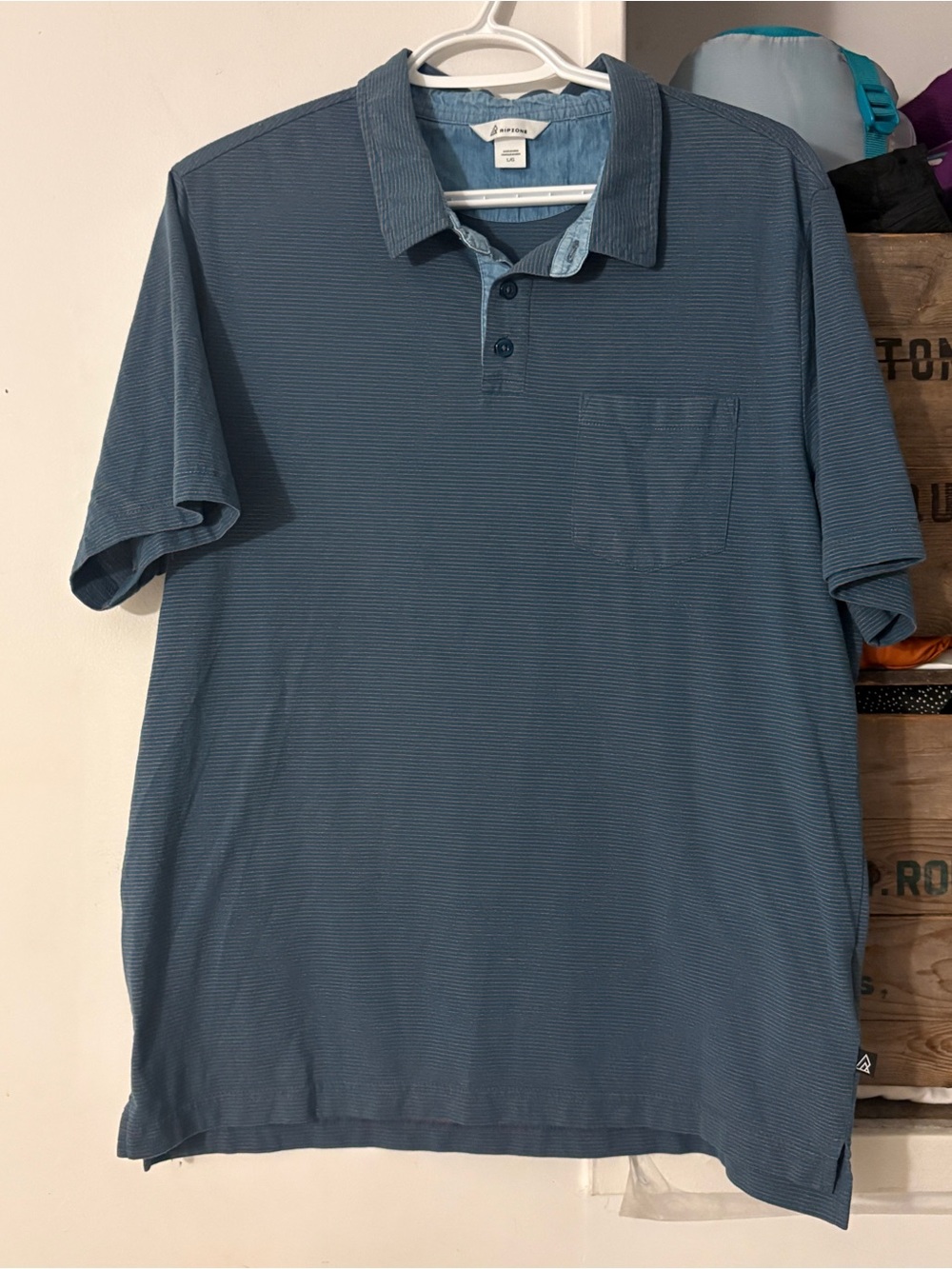 Ripzone Striped Blue Short-Sleeve Polo T-Shirt Size Large